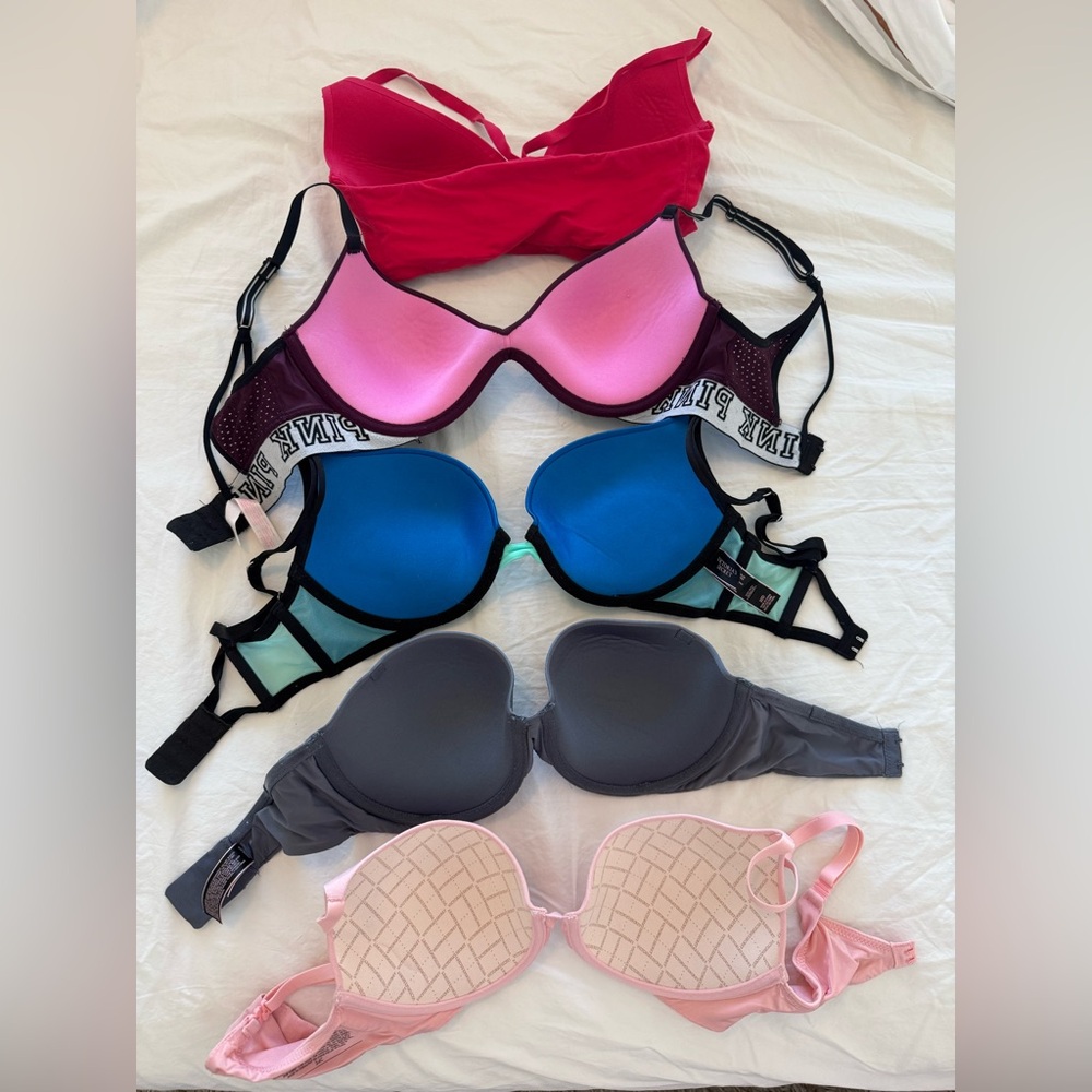 Victoria’s Secret 32D Bra Bundle 5pc +34C Strapless Push Up - Picture 4 of 4